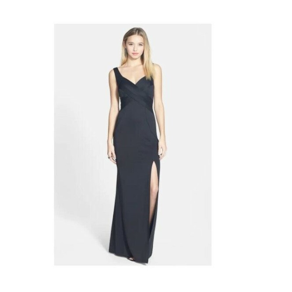 LOVE, NICKIE LEW Womens Black Crisscross Bodice Gown Size S 1149